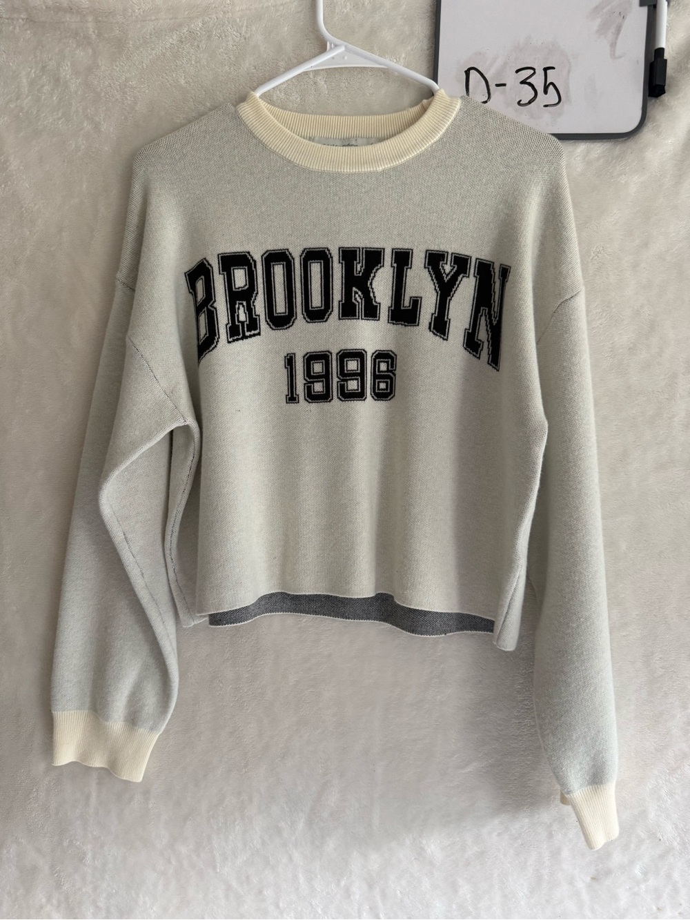 GENERATION Y Cream & Light Gray 'BROOKLYN 1998' Crewneck Sweater